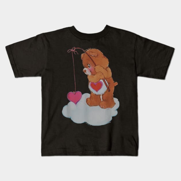 Care Bears Valentine's Day Tenderheart Bear Vintage Fishing Kids T-Shirt by zwestshops